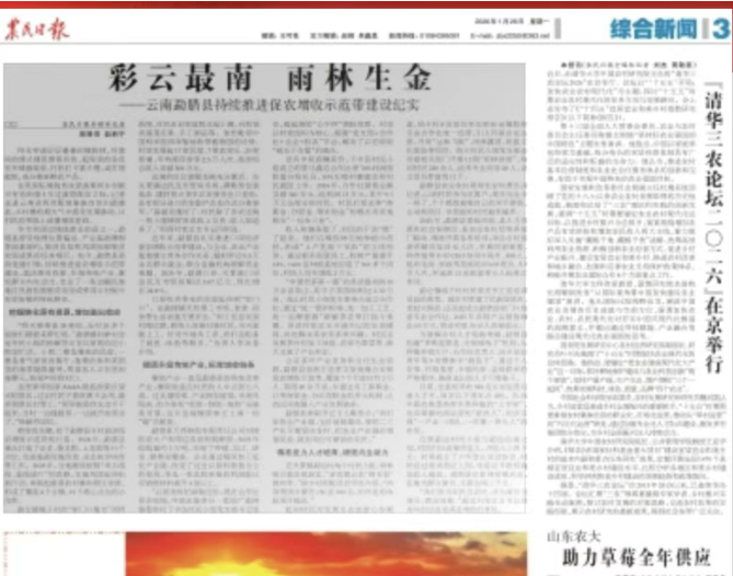 【媒体眼中的西双版纳】《农民日报》关注：彩云最南　雨林生金——云南勐腊县持续推进促农增收示范带建设纪
